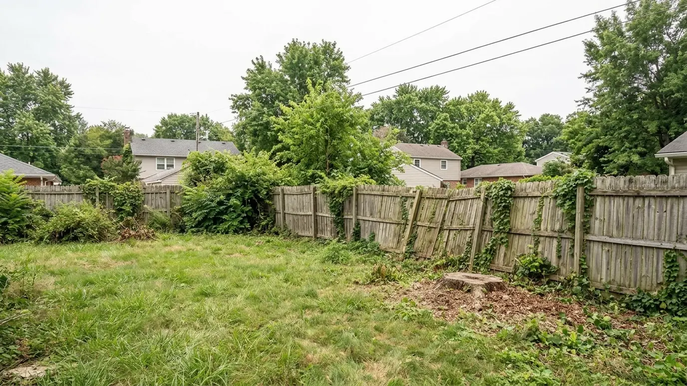 After: Tree removal | Music City Tree Service After: a backyard with a clear yard with open sky and a neat, level cut