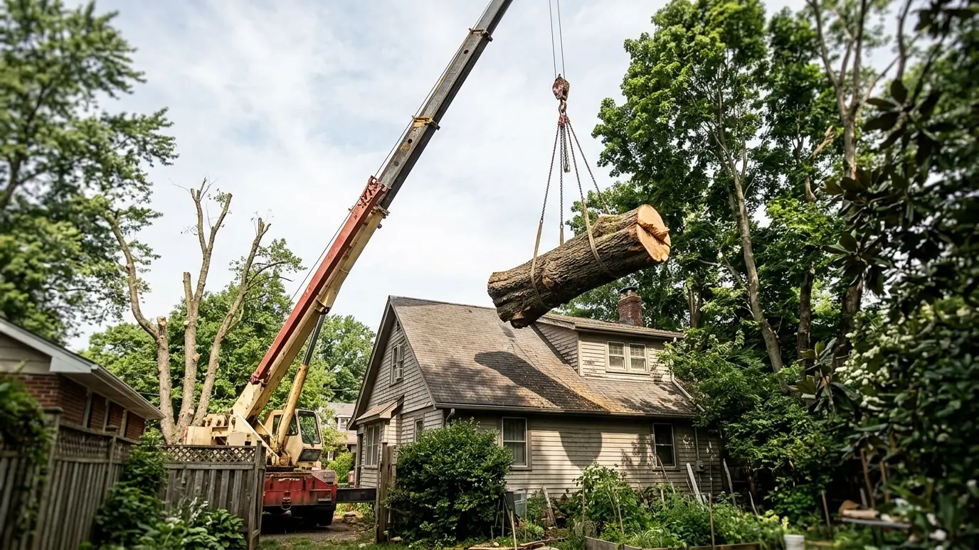 Crane-Assisted Tree Removal in Nashville and Middle Tennessee